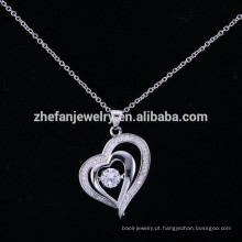 ZheFan mais recente projeto coração tremendo pingente de colar de cristal pingente de prata